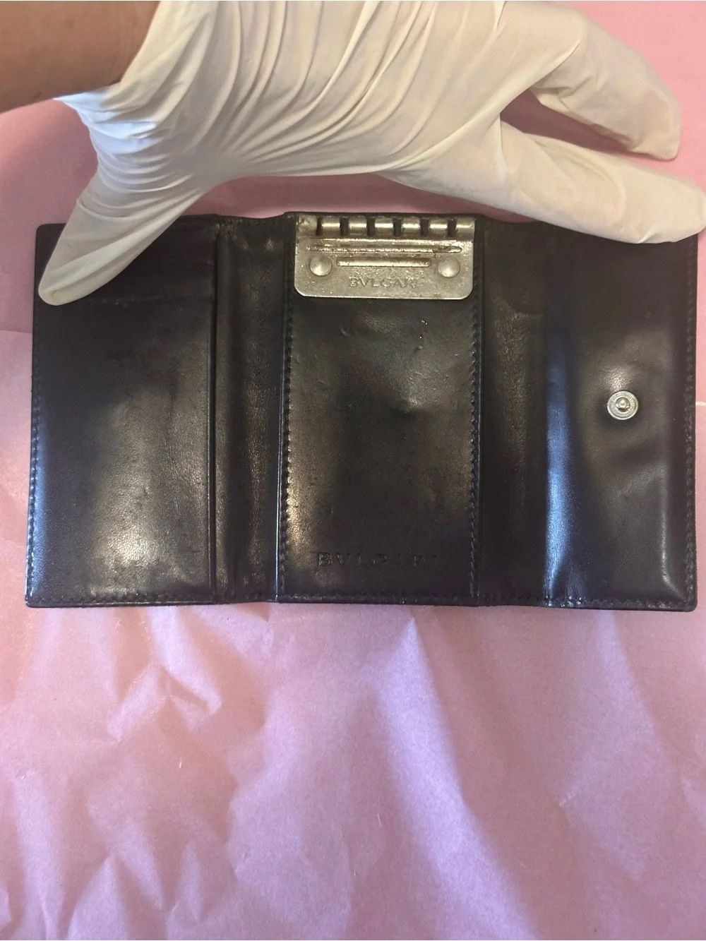 Bulgari Brown Logo Canvas Snap Wallet